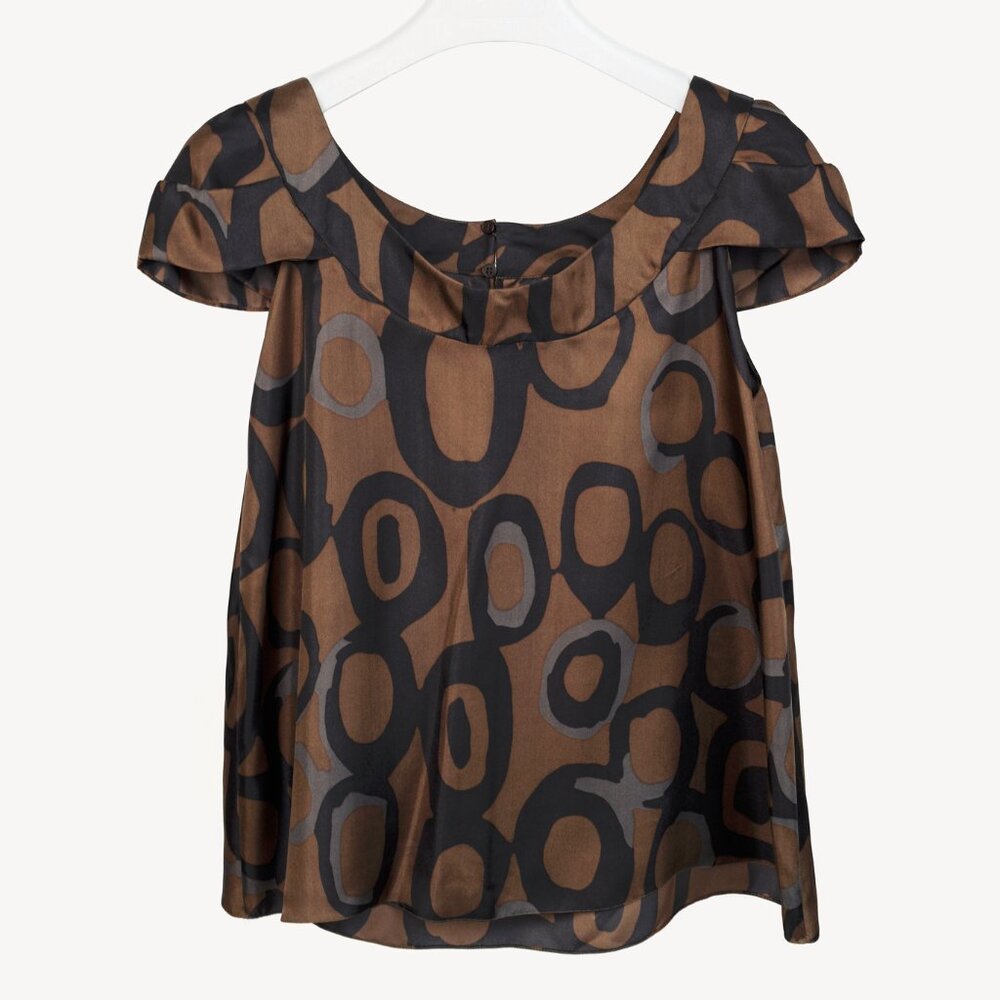 Chloe Lave Silk Geometric-Print Blouse